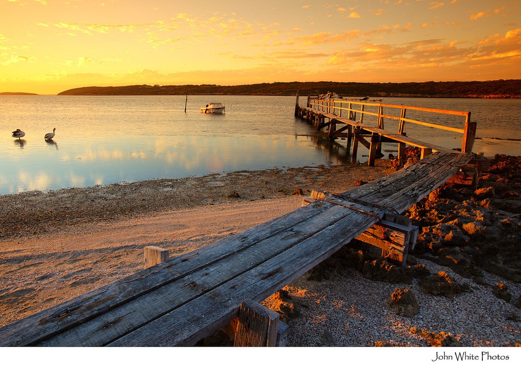 Wooden jetty Coffin Bay South Austrlia.