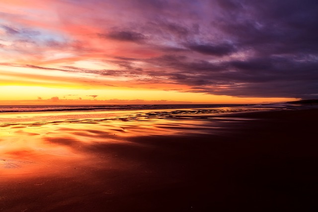 coucher de soleil plage nouvelle zélande