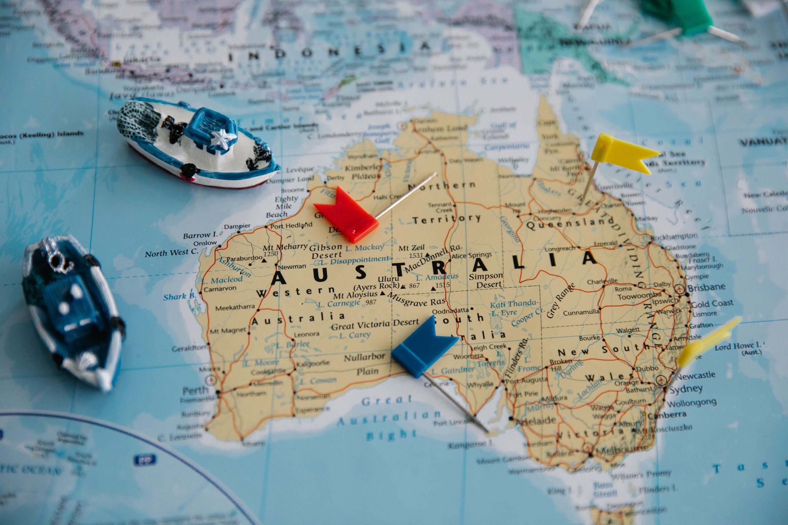 Carte de l'Australie montrant qu'il s'agit d'un vaste territoire avec d'importantes différences climatiques