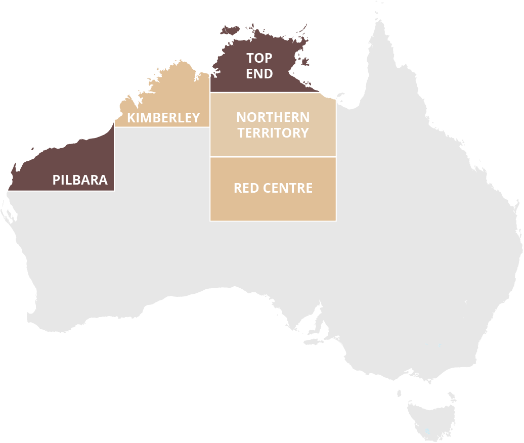 Carte du Territoire du Nord et Top End